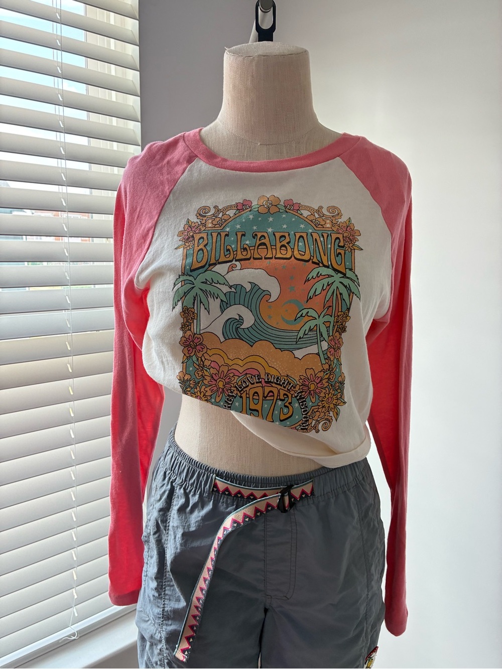 NWT Billabong Women's Cotton La Playa Raglan Long Sleeve Top